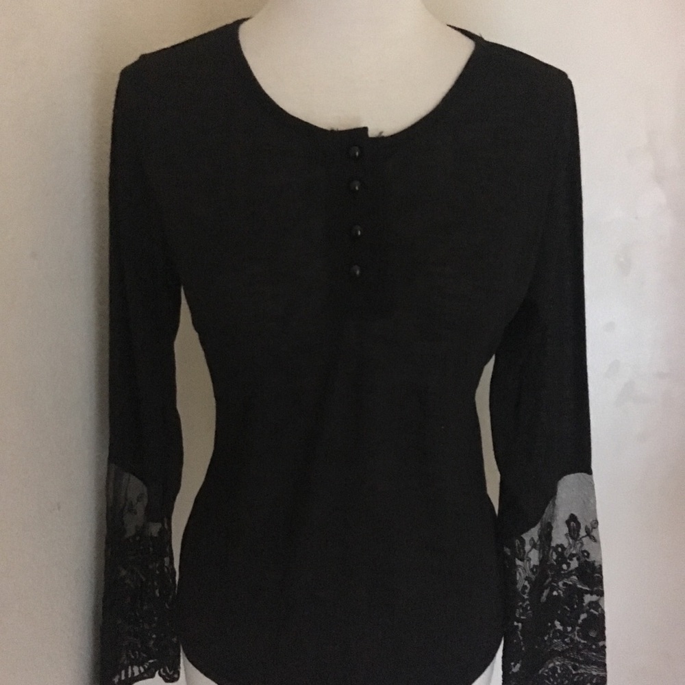 Black Top with Lace Sleeves